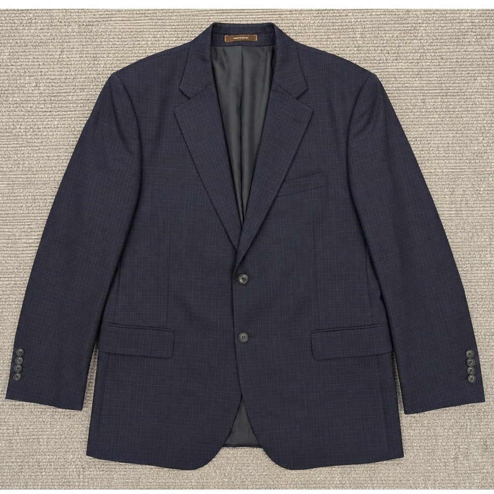 Peter Millar 46R 100% Wool Navy Blue Windowpane Sport Coat Blazer Canada